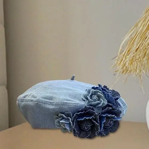 Women Beret Hat Denim Cap Comfortable Birthday Gift Headwear Costume Hat Painter Hat for Outdoor Holiday New Year Autumn - 6