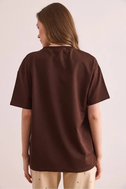 Women Bitter Coffee LA Embroidered Boyfriend 2 Rope T-Shirt T - 2