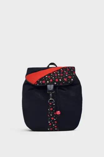 Women Black Backpack-BlackRedFlower2 - 1