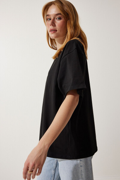 Women Black Basic Oversize Knitted T-Shirt HW00007 - 4