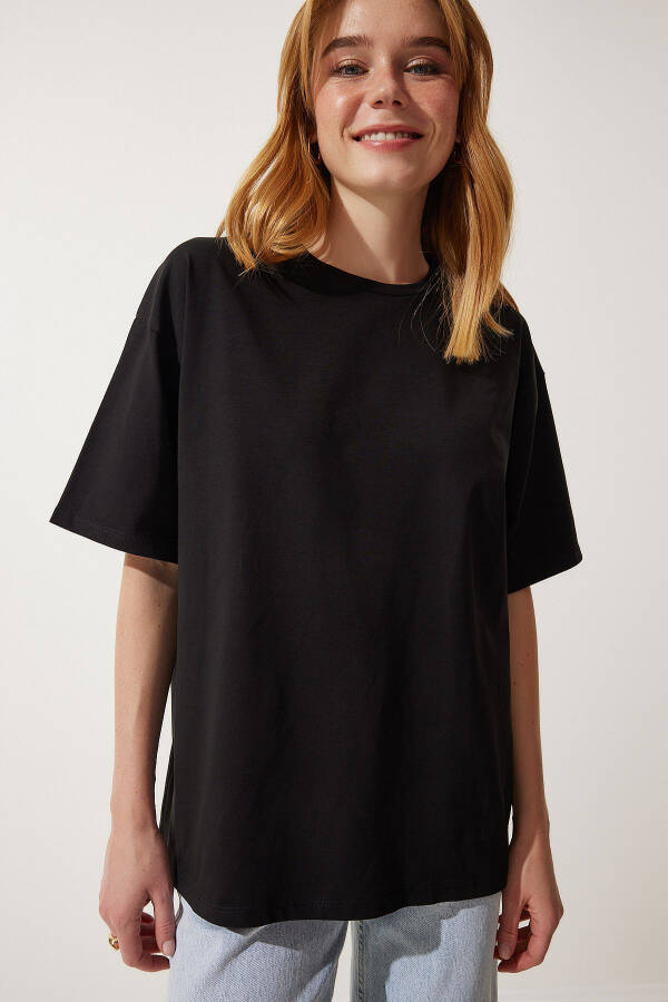 Women Black Basic Oversize Knitted T-Shirt HW00007 - 5