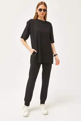 Women Black Draped Crystal Set TKM-1900 - OLALOOK (1)