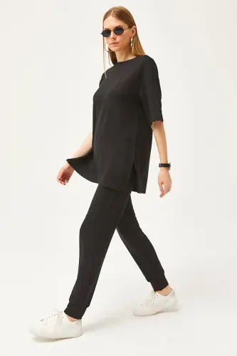 Women Black Draped Crystal Set TKM-1900 - 4