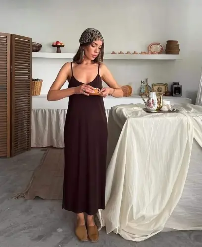 Women Black Elevator Strap Double Slit Helen Dress - 5