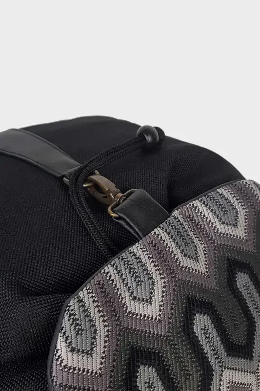 Women Black Geometric Handmade Backpack-BlackGeometric - 2