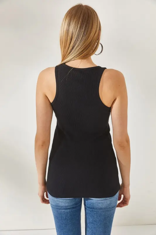Women Black Long Tank Top ATL-00000003-Black - 6