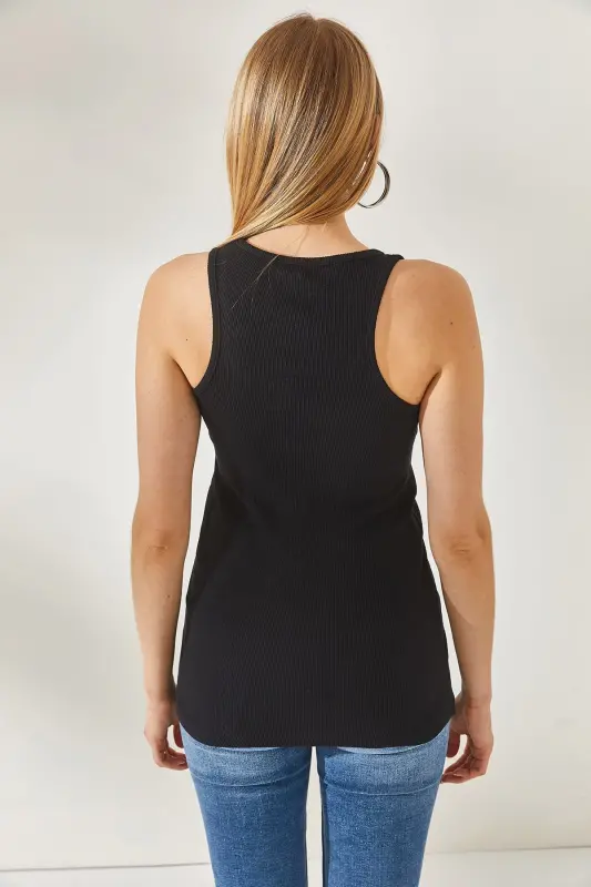 Women Black Long Tank Top ATL-00000003-Black - 6