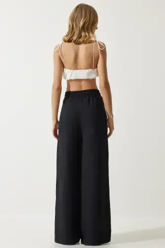 Women Black Muslim Palazzo Pants MX00160-Black - 5