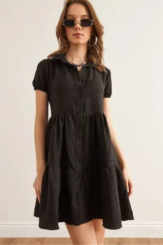 Women Black Patchwork Shirt Dress DRS-19002358-Blk - OLALOOK (1)