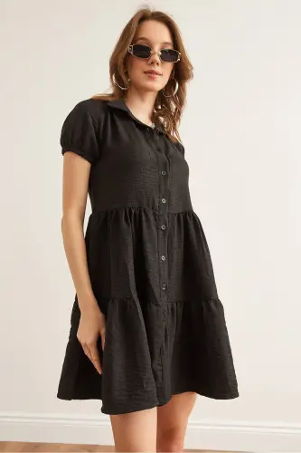 Women Black Patchwork Shirt Dress DRS-19002358-Blk - 4