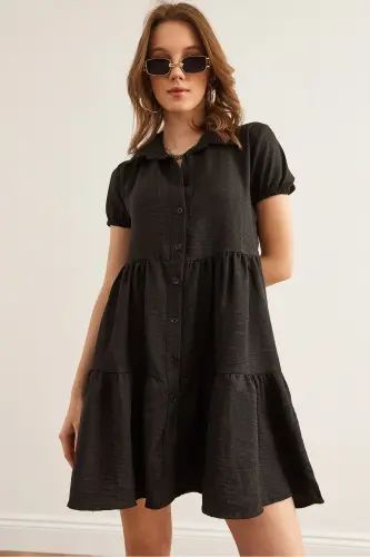 Women Black Patchwork Shirt Dress DRS-19002358-Blk - 5