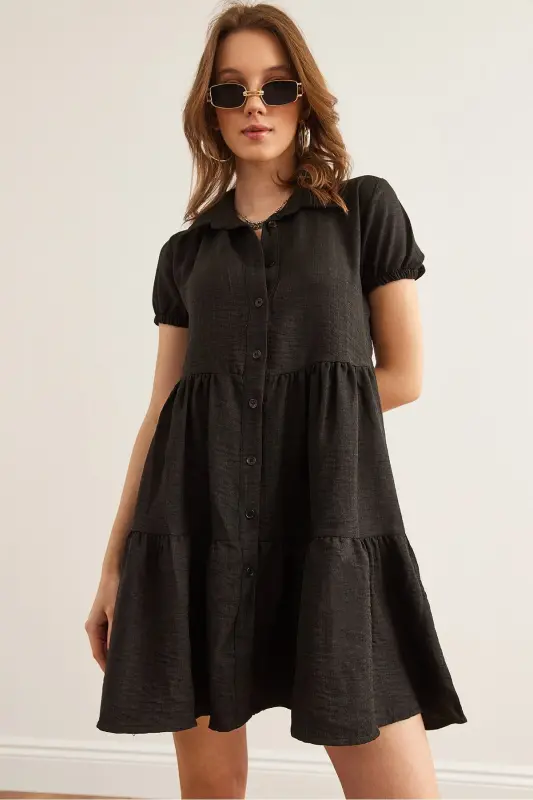 Women Black Patchwork Shirt Dress DRS-19002358-Blk - 5