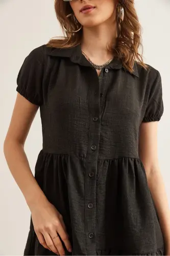 Women Black Patchwork Shirt Dress DRS-19002358-Blk - 6