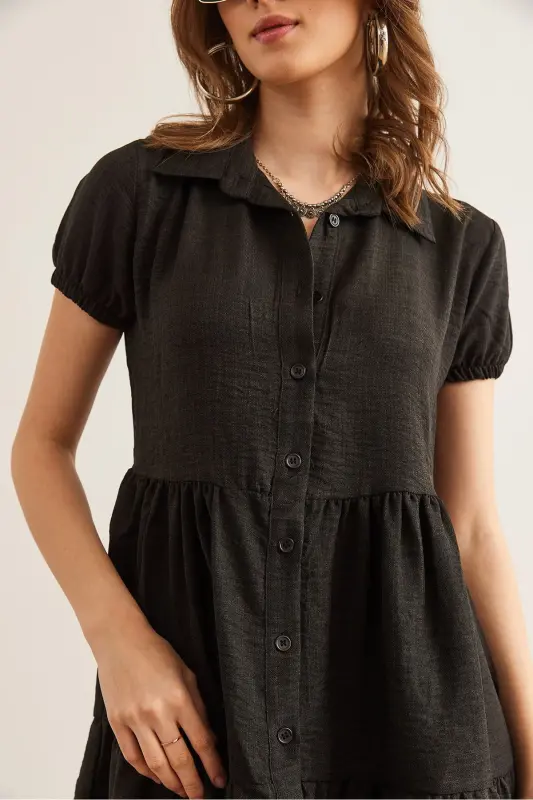 Women Black Patchwork Shirt Dress DRS-19002358-Blk - 6