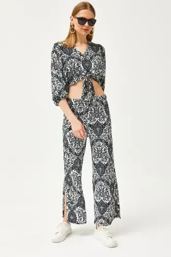 Women Black Patterned Suit Set TKM-19000265 - 1