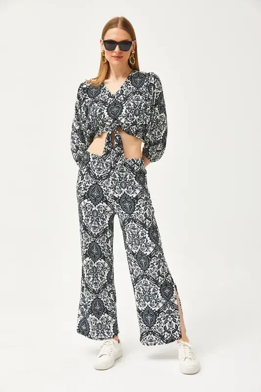 Women Black Patterned Suit Set TKM-19000265 - 2