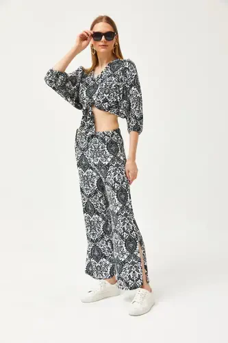 Women Black Patterned Suit Set TKM-19000265 - 3