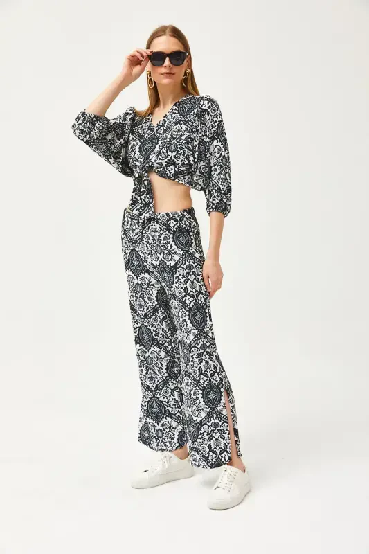 Women Black Patterned Suit Set TKM-19000265 - 3