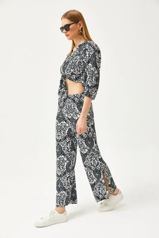 Women Black Patterned Suit Set TKM-19000265 - 4