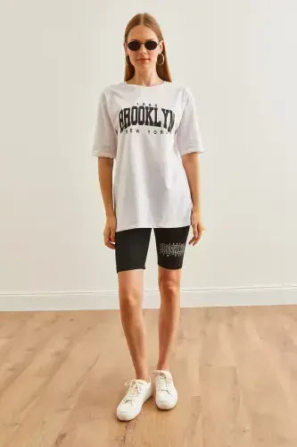 Women Black Printed Leggings T-Shirt Set TKM-19000301 - OLALOOK (1)