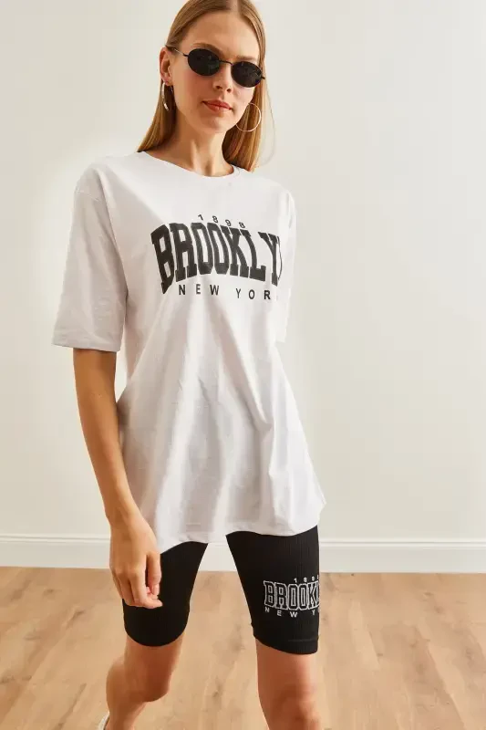 Women Black Printed Leggings T-Shirt Set TKM-19000301 - 5