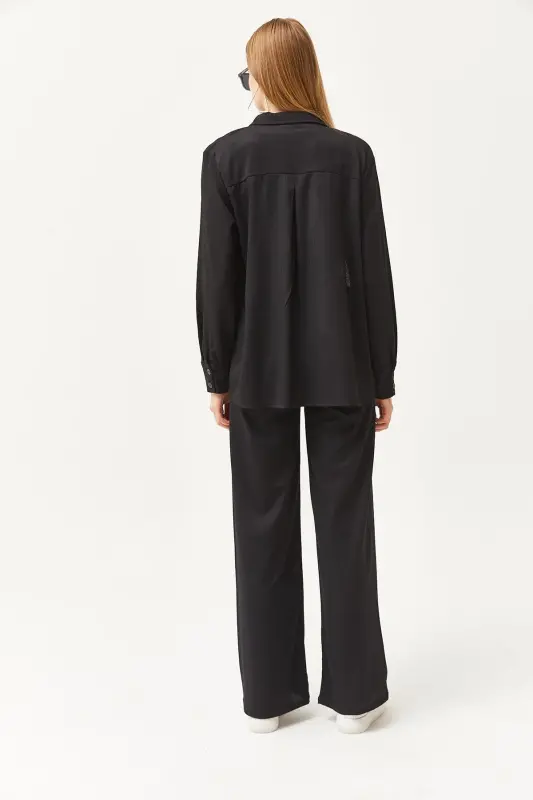 Women Black Shirt Blouse Pants 3-Piece Suit TKM-19 - 7