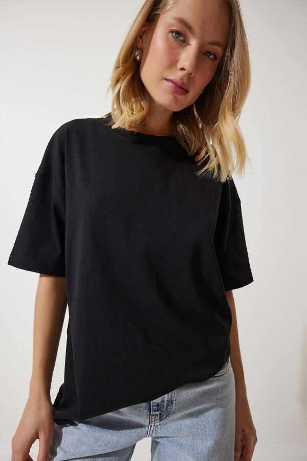 Women Black Turtleneck Basic Oversize Knitted T-Shirt BF00091 - 3