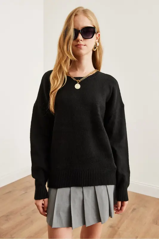 Women Black Turtleneck Soft Texture Knitted Sweater KZK-19000807-Black - 2