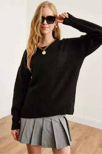 Women Black Turtleneck Soft Texture Knitted Sweater KZK-19000807-Black - 3
