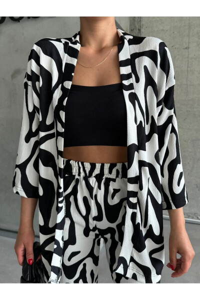 Women BLACK & WHITE ZEBRA Low Shoulder LONG PANTS Suit - MODERNİZE (1)