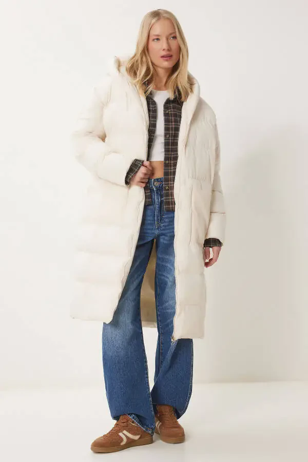 Women Bone Hooded Oversize Long Puffer Coat NT00428 - 1