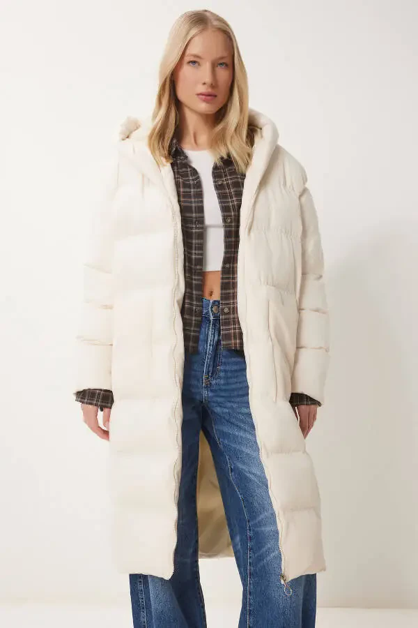 Women Bone Hooded Oversize Long Puffer Coat NT00428 - 2