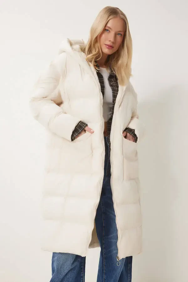 Women Bone Hooded Oversize Long Puffer Coat NT00428 - 3