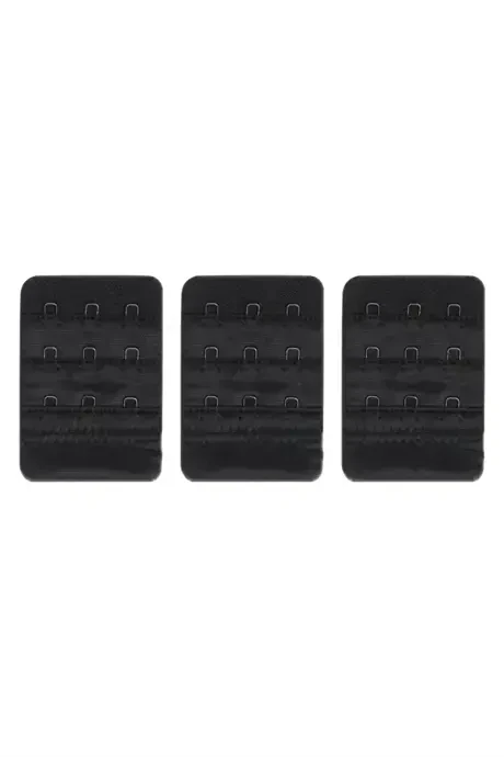 Women Bra Extension Hook 3 Hook Clasp Black 3 Pcs Set Bra Extender - 1