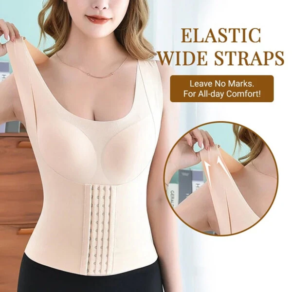Women Breathable Shapewear Tank Top 4 in 1 Waist Buttoned Bra Shapewear Corset Body Shaper for Women Tummy Control - 3
