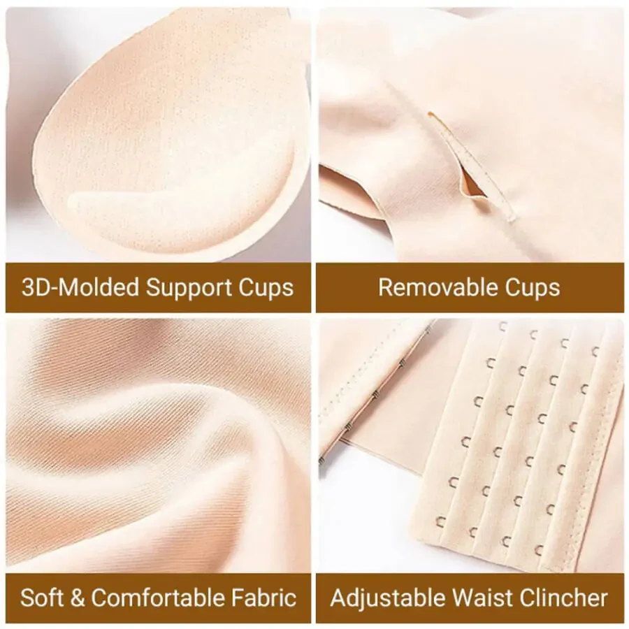 Women Breathable Shapewear Tank Top 4 in 1 Waist Buttoned Bra Shapewear Corset Body Shaper for Women Tummy Control - 8