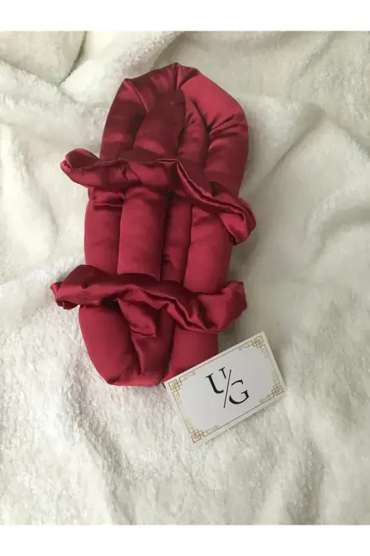 Women Burgundy Color Heatless Hair Styler Hair Sausage Buckle Set-Burgundy - 2