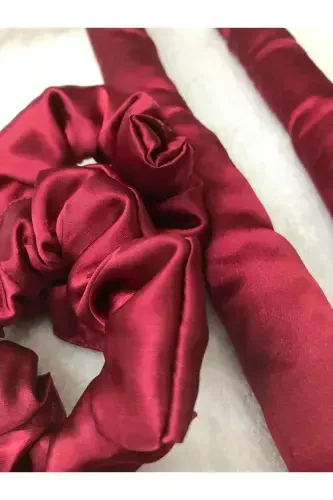 Women Burgundy Color Heatless Hair Styler Hair Sausage Buckle Set-Burgundy - 4