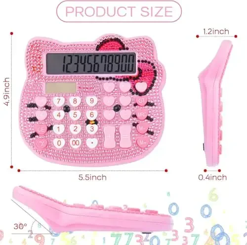 Women Calculators,Desktop Calculator 12 Digit with Large LCD Display and Sensitive Button, Solar and Battery Dual Power, Standard Function for Office, Home, School (Pink+Pink) - 5