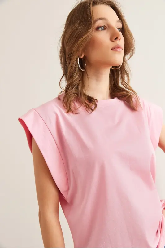 Women Candy Pink Armpit Detailed Bat T-Shirt TSH-19000330-Candy Pink - 6