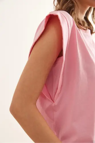 Women Candy Pink Armpit Detailed Bat T-Shirt TSH-19000330-Candy Pink - 8