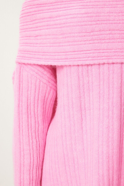 Women Candy Pink Madonna Collar Knitted Sweater PF00049 - 5