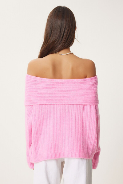 Women Candy Pink Madonna Collar Knitted Sweater PF00049 - 6