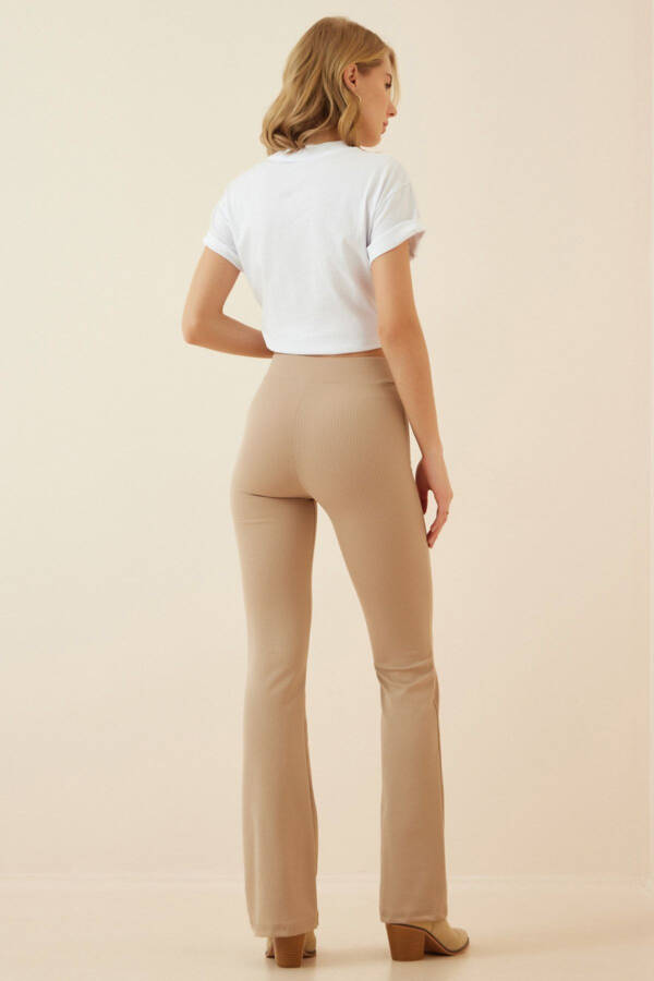Women Cream Flared Knit Trousers XR00004 - 3