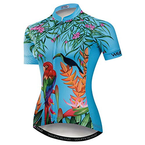 Women Cycling Jersey Short Sleeve Breathable with Pockets Flower - 1