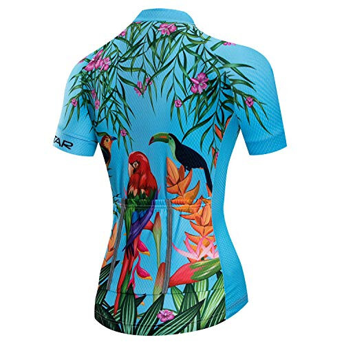 Women Cycling Jersey Short Sleeve Breathable with Pockets Flower - 2