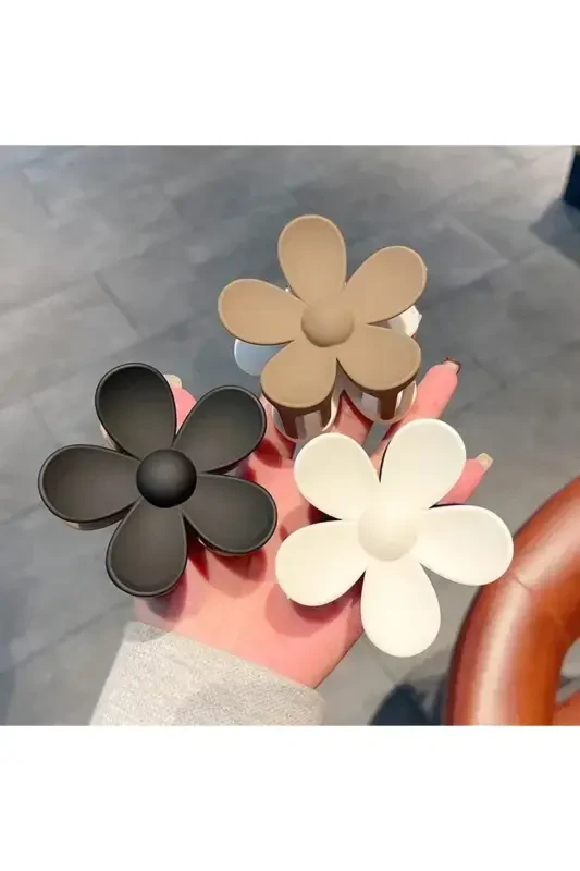 Women Daisy Brown Hair Clip Set of 3-Brown/Black/Beige - 1