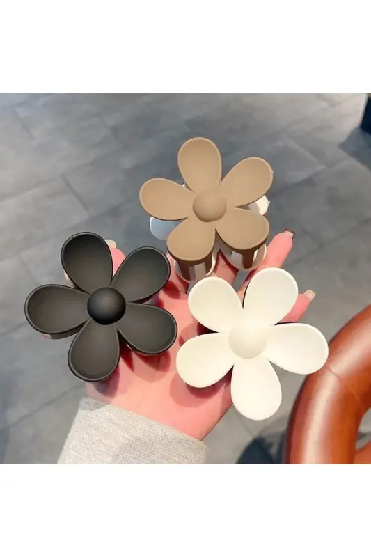 Women Daisy Brown Hair Clip Set of 3-Brown/Black/Beige - 1