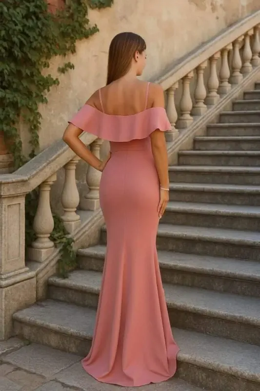 Women Diver Crepe Slit Detailed Strappy Maxi Dress - 2