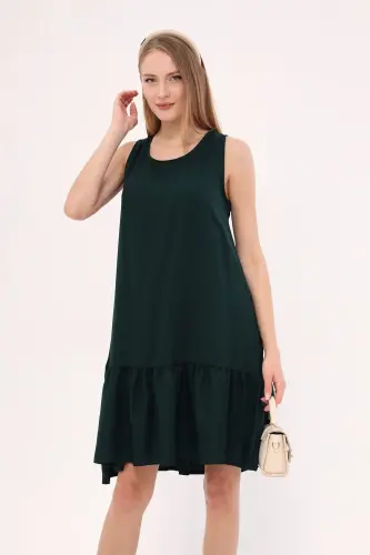 Women Emerald Sleeveless Ruffled Dress ARM-18Y001156-Emerald - 2